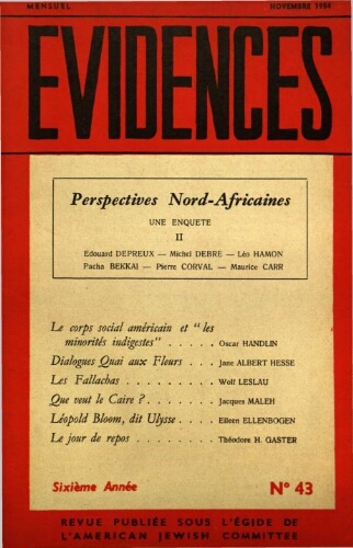 Evidences. N° 43 (Novembre 1954)